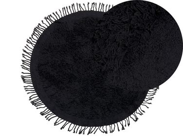 Teppich Baumwolle schwarz ⌀ 140 cm Fransen Shaggy BITLIS