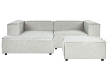 Right Hand 2 Seater Modular Linen Corner Sofa with Ottoman Grey APRICA