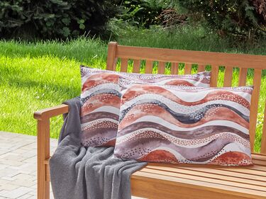 Set of 2 Outdoor Cushions Abstract Pattern 40 x 60 cm Brown SEBORGA