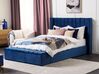 Łóżko welurowe z ławką 160 x 200 cm niebieskie NOYERS_834695