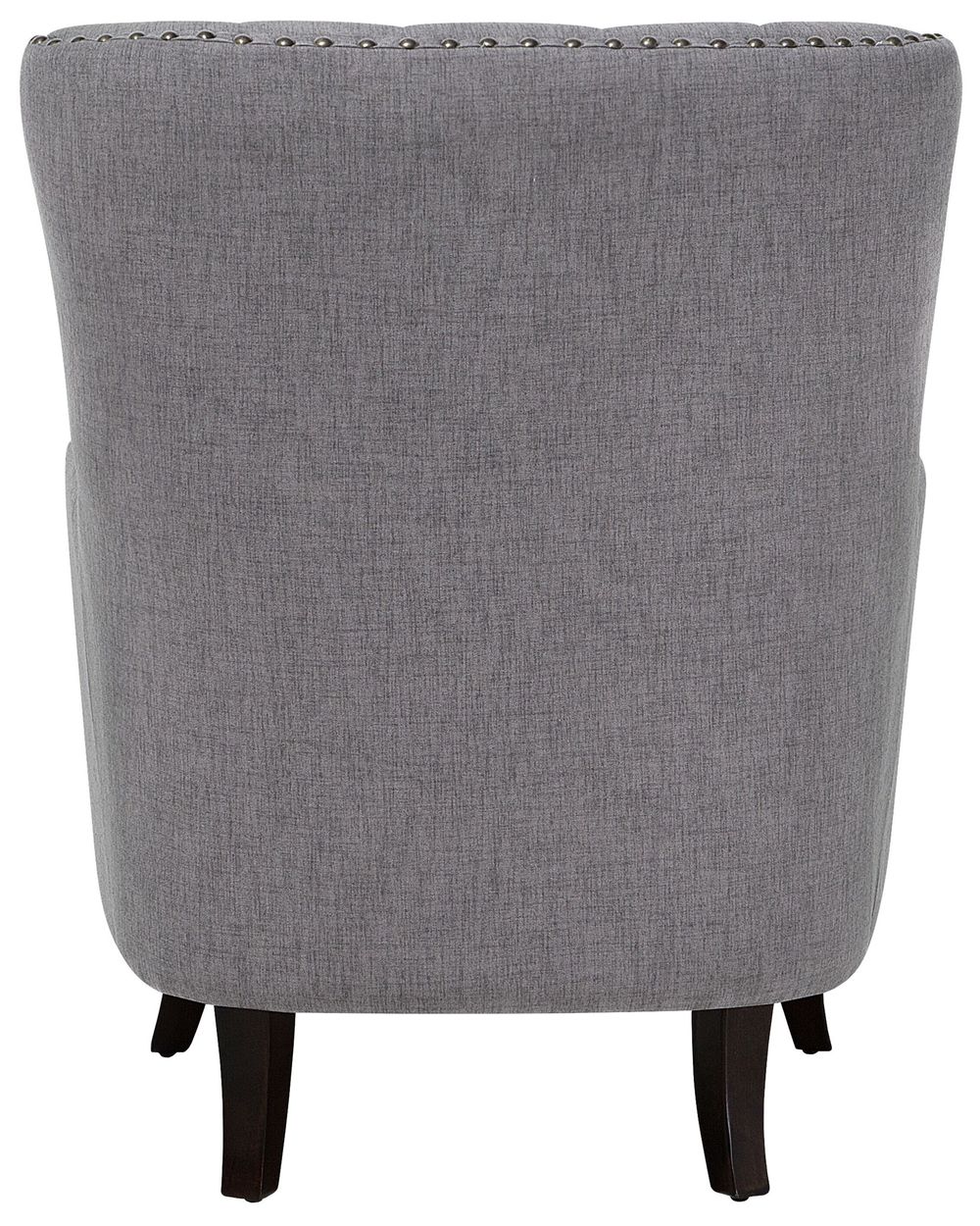 Beliani VIBORG Poltrona In Tessuto Grigio Chiaro - Stile Retrò Con Imbottitura Spessa E Bottoni Decorativi, Gambe In Legno Di Betulla