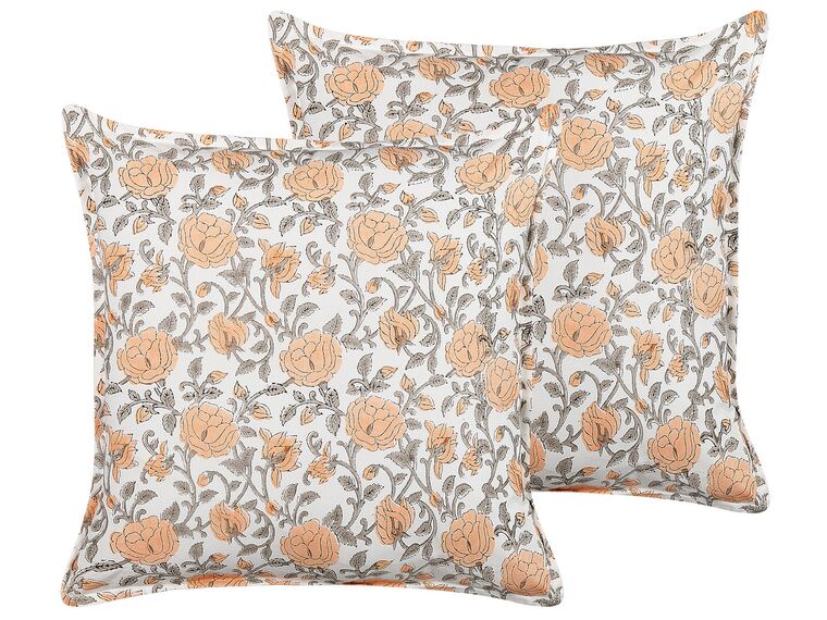 Set of 2  Cotton Cushions Flower Pattern 45 x 45 cm Multicolour MEADIA_839075
