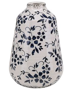 Kukkamaljakko kivitavara valkoinen/laivastonsininen 20 cm MARONEIA