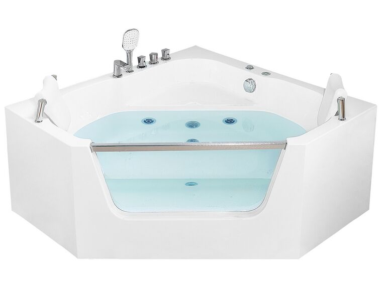 Whirlpool Corner Bath 1350 x 1350 mm White CANTALLA Beliani.co.uk
