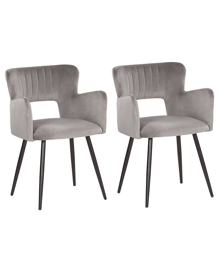 Conjunto de 2 sillas de comedor de terciopelo gris/negro SANILAC_847132