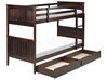 Dřevěná patrová postel s úložným prostorem 90 x 200 cm tmavé dřevo ALBON_877033