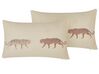 Set of 2 Cushions Tiger Motif 30 x 50 cm Beige NIEREMBERGIA_818814