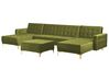 5 Seater U-Shaped Modular Velvet Sofa with Ottoman Green ABERDEEN_882434