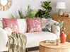 Set of 2 Velvet Cushions Palm Motif 45 x 45 cm Pink CARANDAY_854624