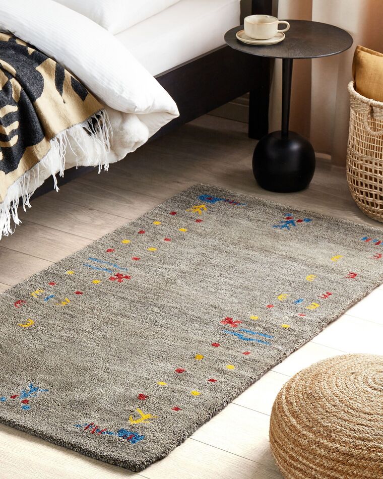 Wool Gabbeh Area Rug 80 x 150 cm Grey SEYMEN Beliani.co.uk