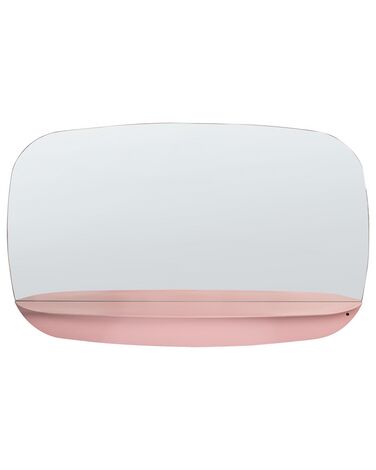 Kovové nástenné zrkadlo s policou 50 x 80 cm ružové DOSNON