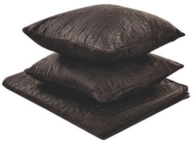 Embossed Bedspread and Cushions Set 140 x 210 cm Brown RAYEN