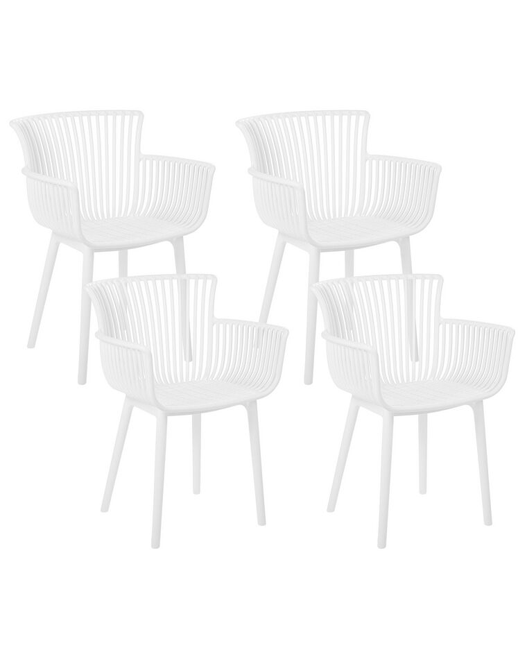 Conjunto de 4 cadeiras em plástico branco PESARO_825419