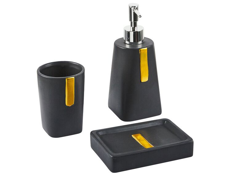 3-częściowy zestaw akcesoriów łazienkowych ceramiczny czarny SONANA_823360