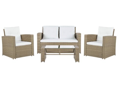 4 Seater Pe Rattan Garden Sofa Set Light Brown Luca Beliani Sk - Light Brown Rattan Furniture Set 4 Seater Pe Rattan Garden Sofa Set Light Brown Luca Beliani Sk - Light Brown Rattan Furniture Set