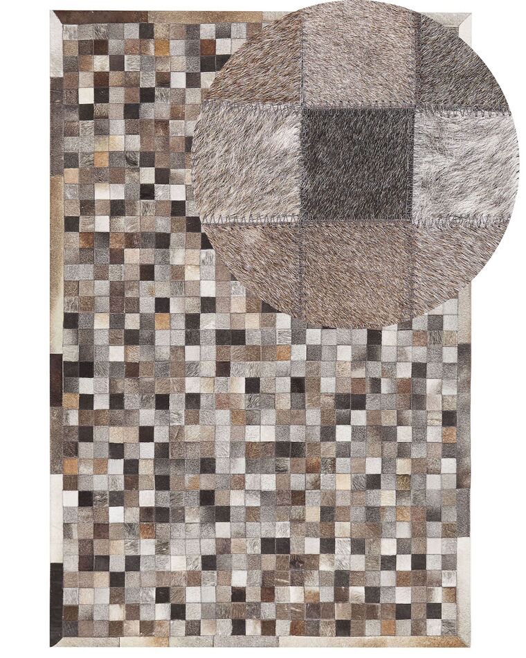 Tapis patchwork en cuir multicolore 160 x 230 cm ARMUTLU_780674