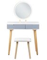2 Drawer Dressing Table with LED Mirror and Stool White and Grey JOSSELIN_850142