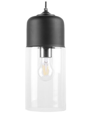 Lámpara de techo negro/cristal transparente PURUS