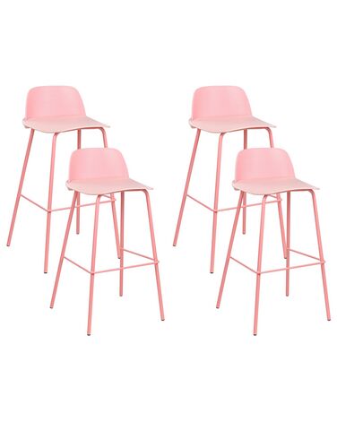 Lot de 4 chaises de bar rose pastel MORA