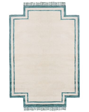 Teppich Viskose beige / blaugrün 160 x 230 cm BERWARI