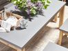 Set de jardin table et 6 tabourets gris en fibre-ciment et bois OSTUNI_804940