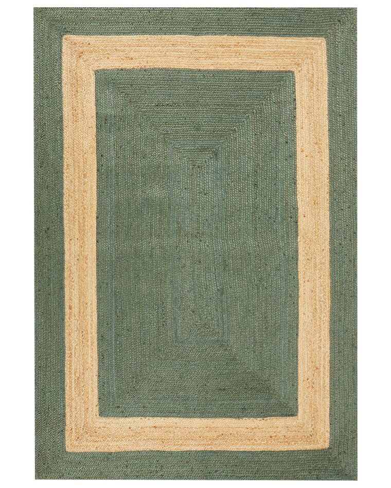 Teppich Jute grün / beige 160 x 230 cm geometrisches Muster Kurzflor KARAKUYU_903903