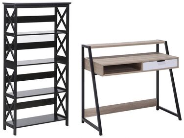 Set di mobili da ufficio legno chiaro e nero FOSTER/CALVIN