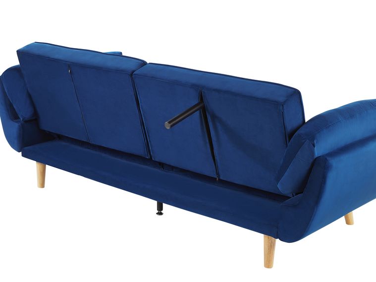 Velvet Sofa Bed Navy Blue ASBY Beliani.co.uk
