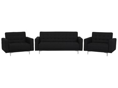 Conjunto de sofás reclináveis com 5 lugares em tecido cinzento grafite ABERDEEN