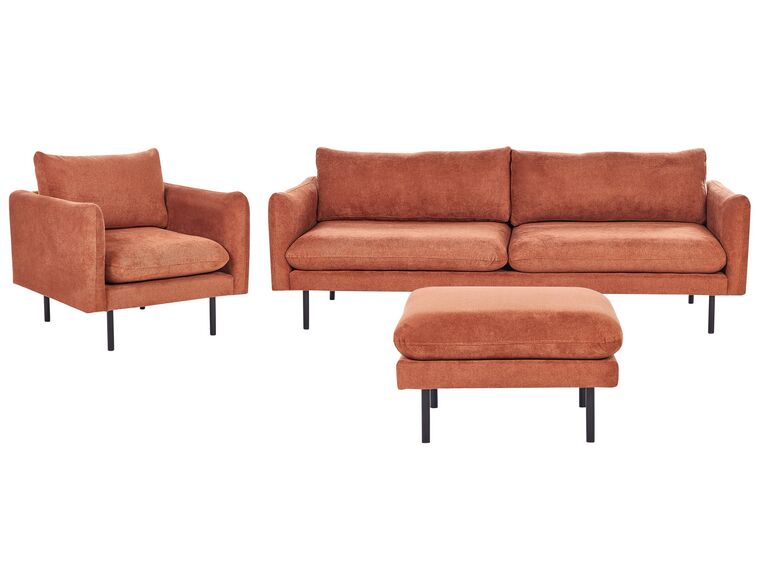 Conjunto de sofás 5 lugares com repousa-pés em tecido castanho dourado VINTERBRO_907068
