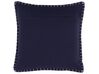 Almofada decorativa em algodão e viscose azul escura com relevo 45 x 45 cm MELUR_755094
