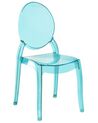 Sada 4 jidelních průhledných plastových židlí v modré barvě MERTON_690258