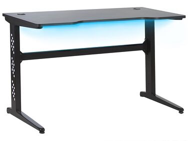 Gamer Asztal Fekete Színben RGB LED világítással 120 x 60 cm DEXTER