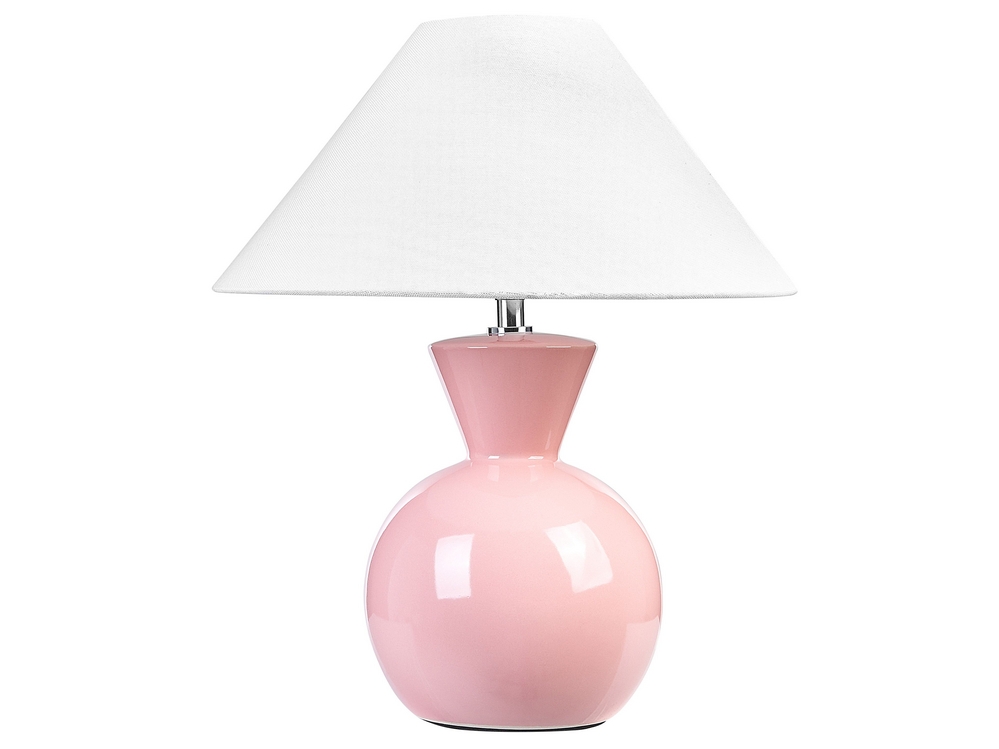 Lampada da tavolo ceramica rosa e bianco 40 cm FERRY 
