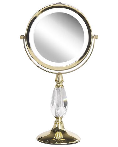 Sminkspegel med LED ø 18 cm guld MAURY 