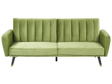 Velvet Sofa Bed Olive Green VIMMERBY