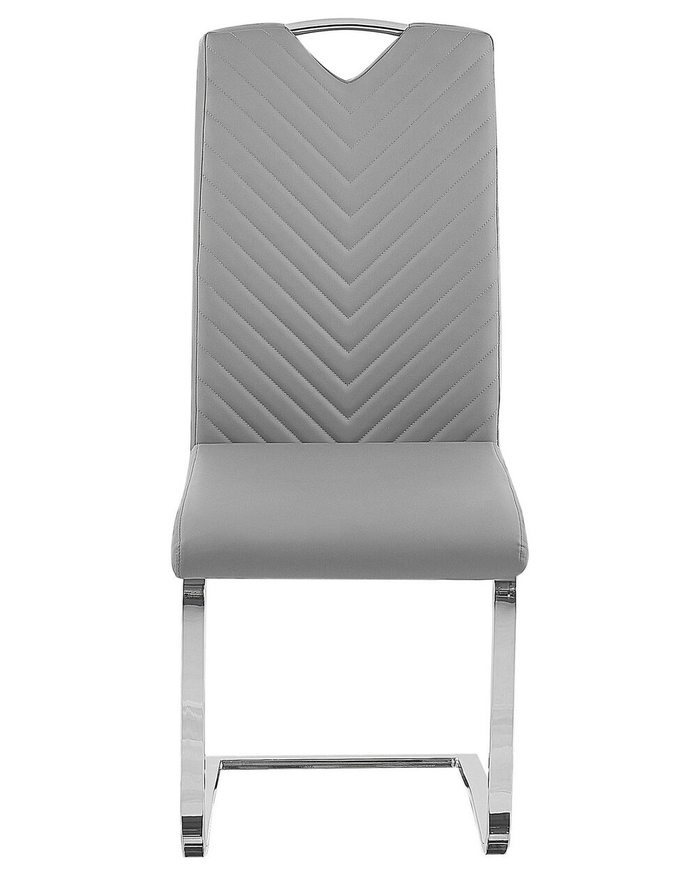 Set of 2 Faux Leather Dining Chairs Light Grey PICKNES Beliani.co.uk