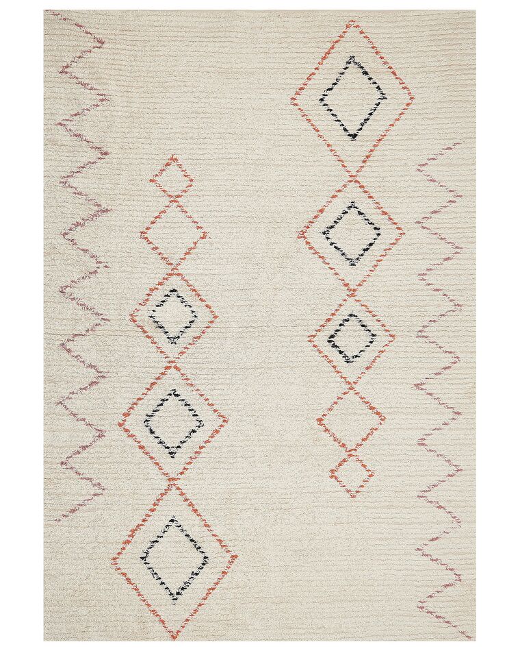 Teppich Baumwolle beige 160 x 230 cm geometrisches Muster GUWAHATI_839175