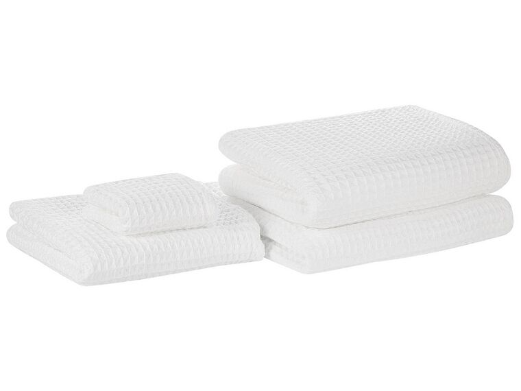 Set di 4 asciugamani in cotone bianco ATAI_797629