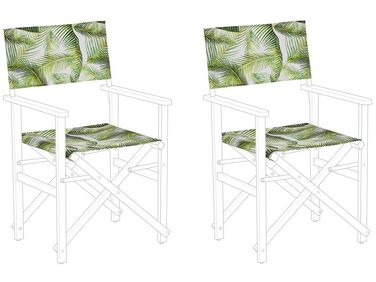 Set of 2 Garden Chair Replacement Fabrics Tropical Leaves Pattern CINE