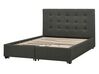 Fabric EU Double Size Bed with Storage Dark Grey LA ROCHELLE_904575
