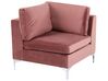 Right Hand 4 Seater Modular Velvet Corner Sofa with Ottoman Pink EVJA_859080