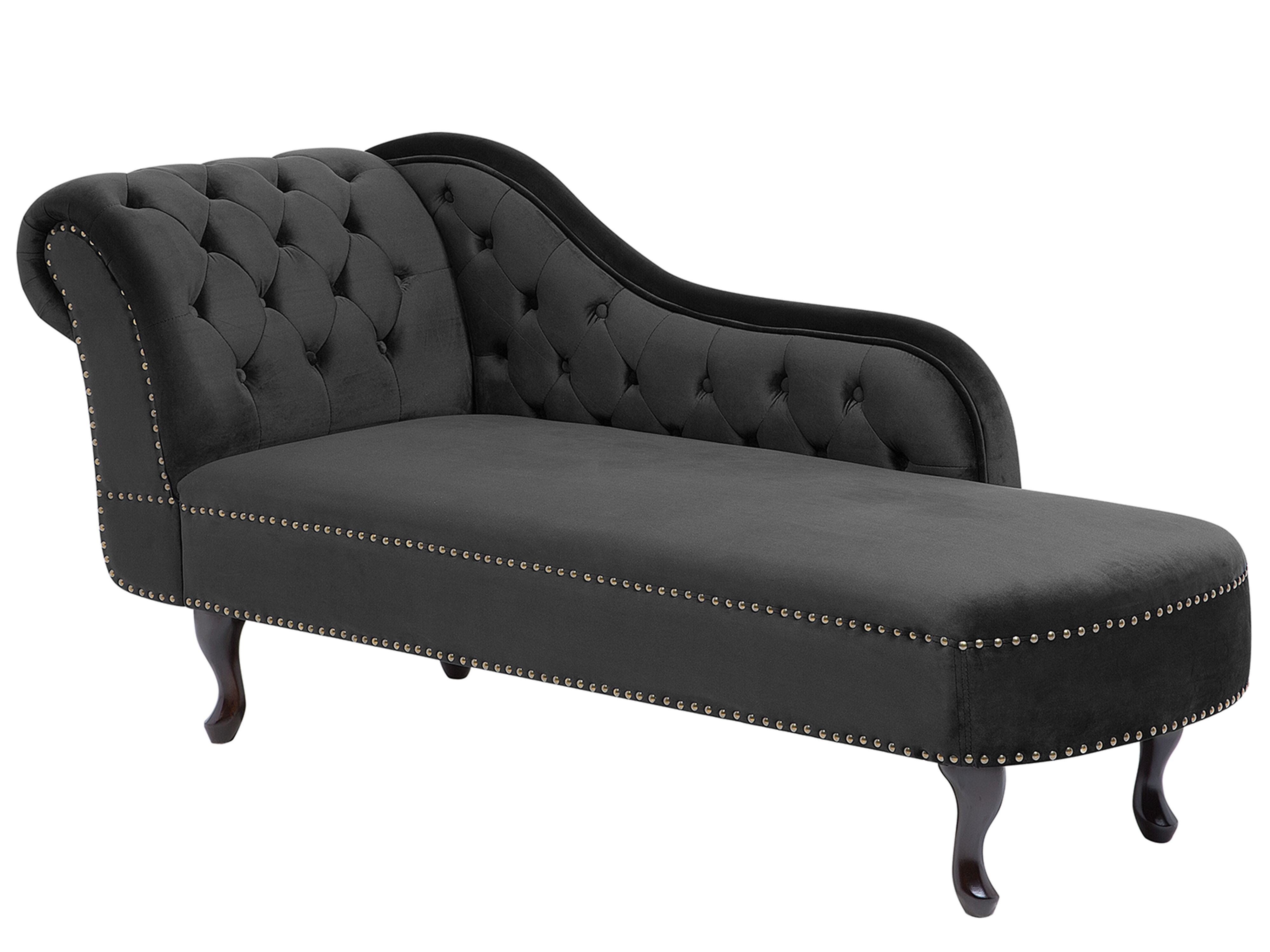 Méridienne Chesterfield en velours gris NIMES Méridienne Chesterfield en velours gris NIMES
