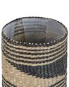 Set of 3 Seagrass Plant Pot Baskets Natural and Black RATTAIL_824941