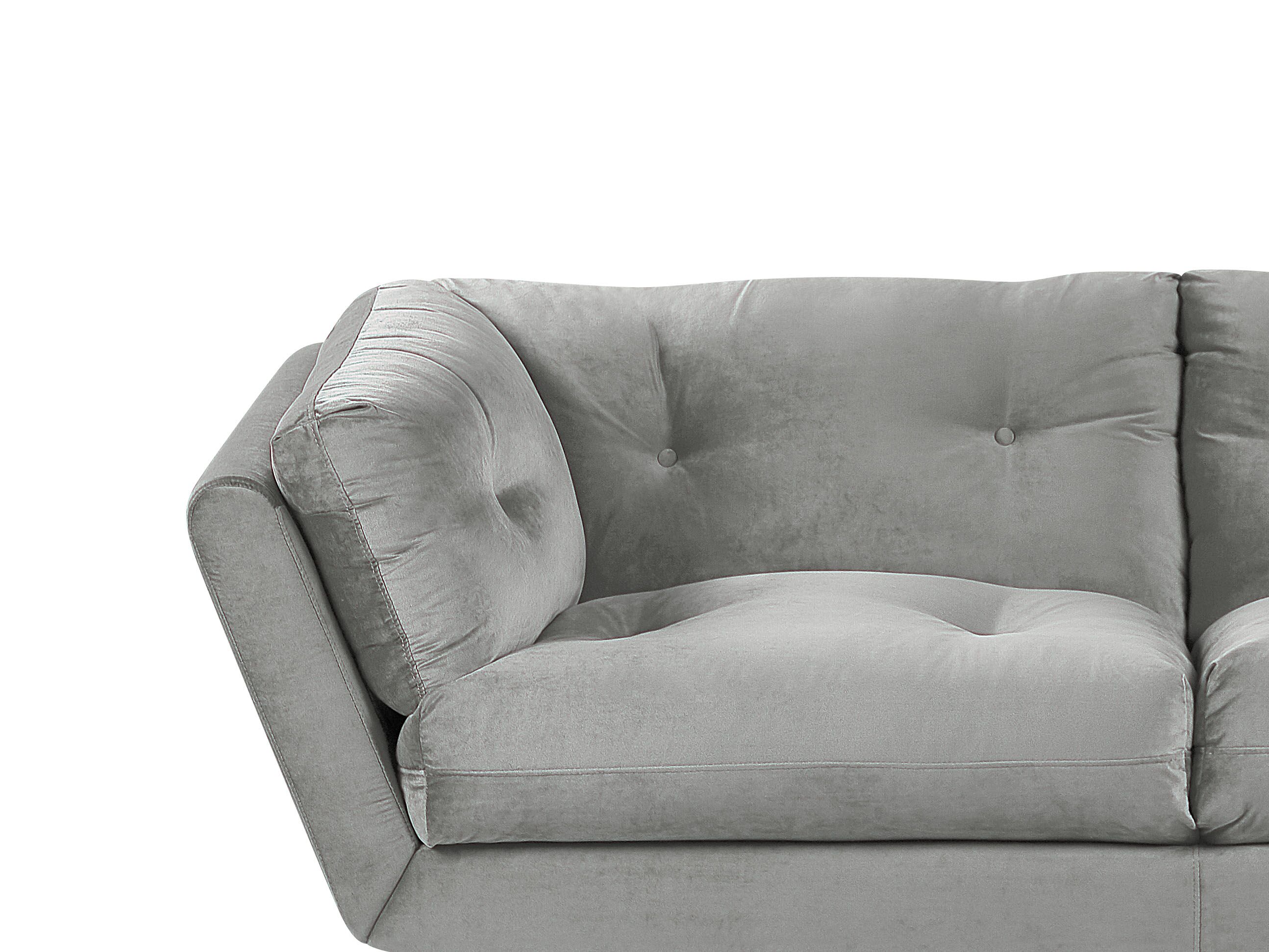 Sofa 3-osobowa welurowa szara LENVIK