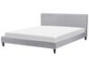 Fabric EU Super King Size Bed White LED Light Grey FITOU_709562