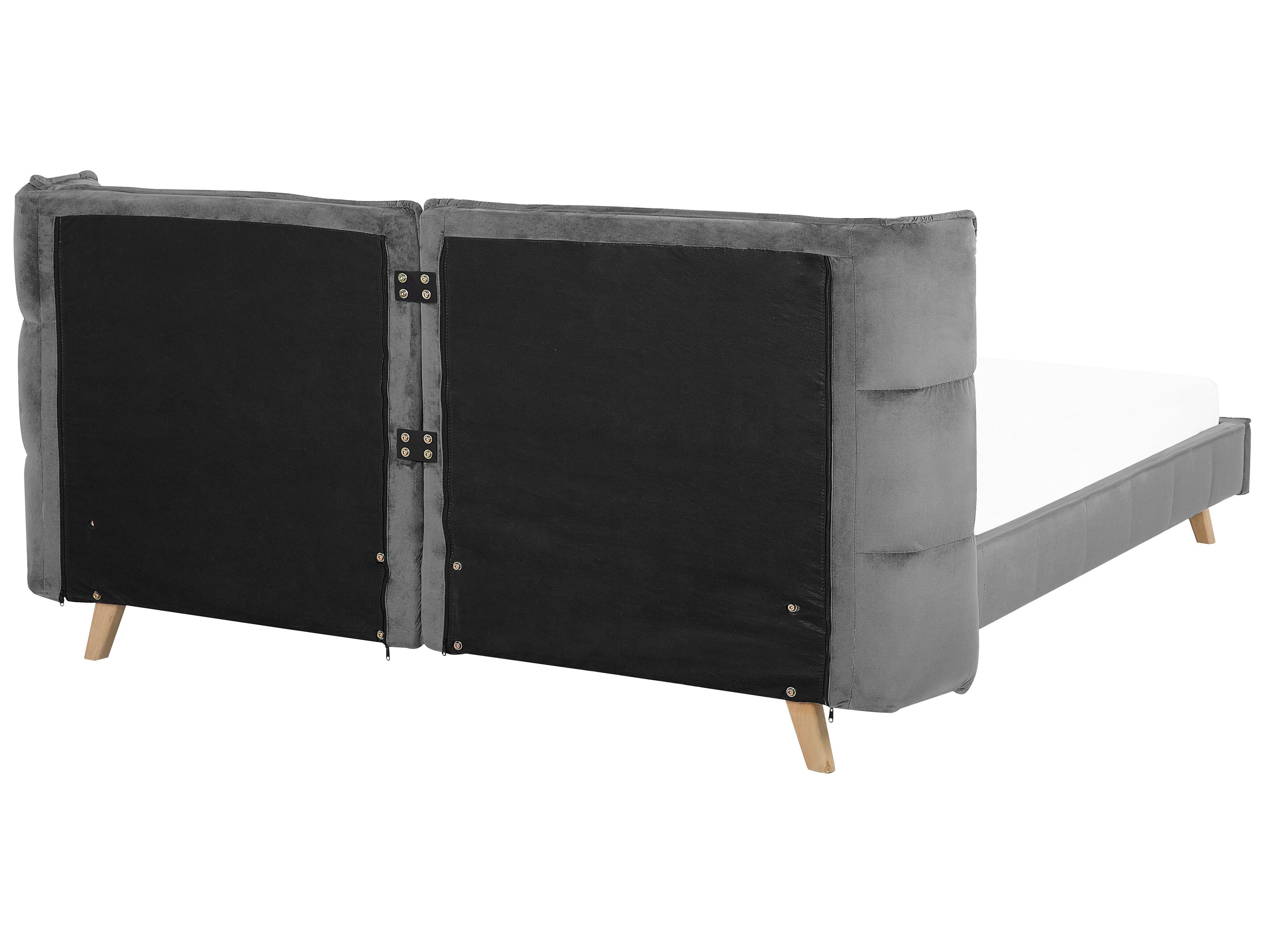 Velvet EU Super King Bed Grey SENLIS Beliani.co.uk