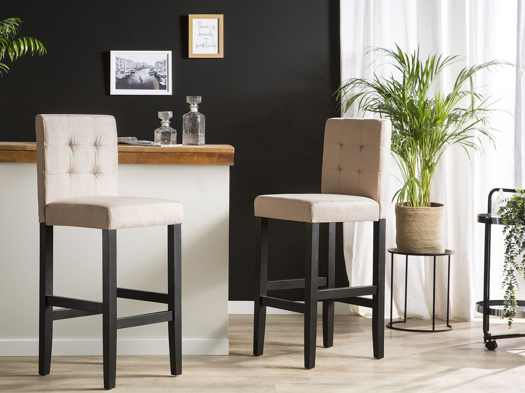 Chaise de bar en tissu beige MADISON Beliani.fr