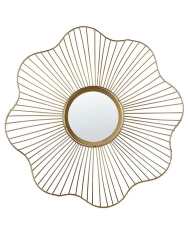 Flower Metal Wall Mirror ⌀ 40 cm Gold SENS