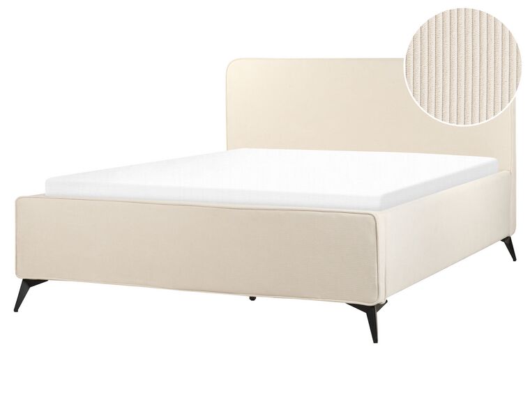 Bed corduroy beige 160 x 200 cm VALOGNES_876561